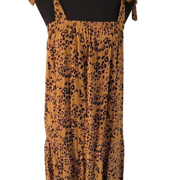 NWOT FRENCH GREY Maxi Dress w Shoulder Ties Brown & Black Animal Print Size M - Picture 11 of 14